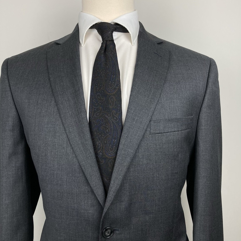 Calvin Klein Men Suit Jacket Blazer 42R 100%Wool Gray E081149 - Picture 3 of 8